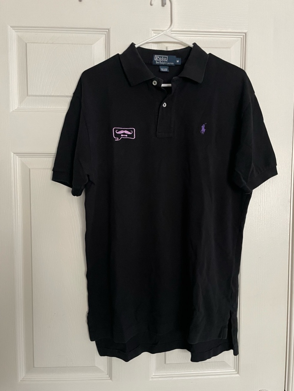 Ralph Lauren Black Polo with Purple Pringles Chips Logo Mens size Medium